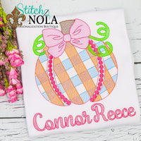 Personalized Gingham Pumpkin Bow Sketch Shirt