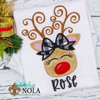 Personalized Christmas Reindeer Applique Shirt