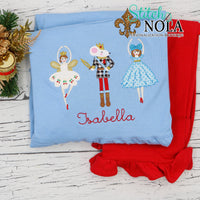 Personalized Christmas Ballet Trio Girl Applique Shirt Colored Garment