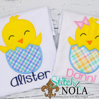 Personalized Easter Chick Hatching Appliqué Shirt