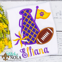 Personalized Purple & Gold Cheerleader Megaphone Appliqué Shirt