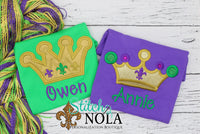 Personalized Mardi Gras Crown Applique Colored Garment