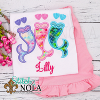 Personalized Mermaid Trio Applique Shirt