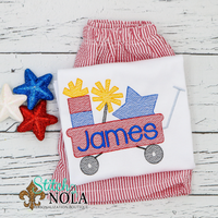 Personalized Patriotic Wagon With Fireworks Sketch Shirt