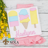 Personalized Ice Cream Sketch Trio Shirt