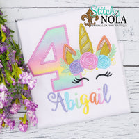 Personalized Birthday Unicorn Appliqué Shirt