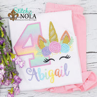 Personalized Birthday Unicorn Appliqué Shirt