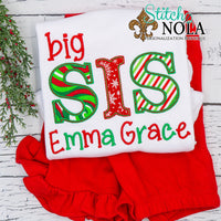 Personalized Christmas Big & Little Sibling Applique Shirt