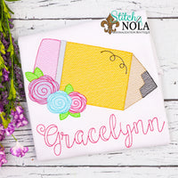 Personalized Back to School Floral Pencil Sketch Shirt