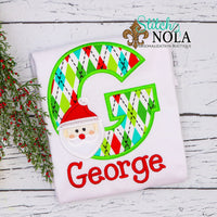 Personalized Christmas Santa Alpha Applique Shirt