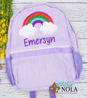Personalized Seersucker Backpack with Rainbow Applique, Seersucker Diaper Bag, Seersucker School Bag, Seersucker Bag, Diaper Bag, School Bag, Book