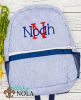 Personalized Seersucker Backpack with Name or Monogram, Seersucker Diaper Bag, Seersucker School Bag, Seersucker Bag, Diaper Bag, School Bag, Book