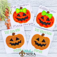 Personalized Halloween Pumpkin Jack-o-lantern Appliqué Shirt