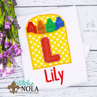 Personalized Back to School Crayon Alpha Applique Shirt