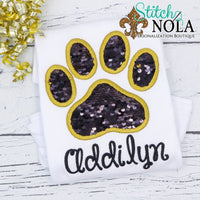 Personalized Flip Sequin Paw Print Applique Shirt
