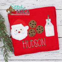 Personalized Christmas Santa Milk & Cookies Appliqué on Colored Garment