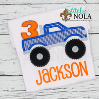Personalized Birthday Monster Truck Appliqué Shirt