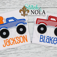 Personalized Birthday Monster Truck Appliqué Shirt