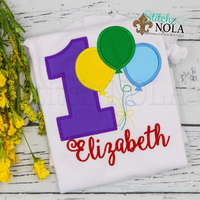 Personalized Birthday Balloon Bunch Appliqué Shirt