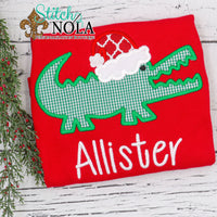 Personalized Christmas Santa Gator Appliqué on Colored Garment