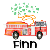 Personalized St. Patrick's Day Firetruck With Clovers Printed Shirt
