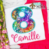 Personalized Birthday Flip Sequin Applique Shirt