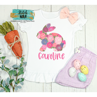 Personalized Floral Easter Bunny Printed Shirt