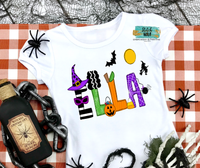 Halloween Name Alpha Printed Shirt