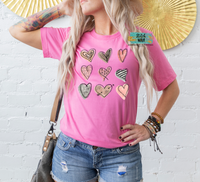 Adult Valentines Nine Hearts Printed Tee