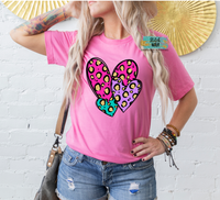 Adult Valentines Leopard Heart Trio Printed Tee