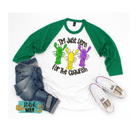 Adult I'm Just Here for the Crawfish Mardi Gras Printed Tee