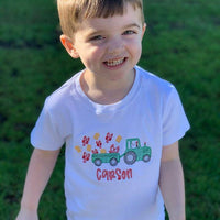 Personalized Tractor with Crawfish & Corn Sketch Shirt