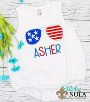 Personalized Patriotic Sunglasses Applique Shirt