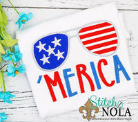 Personalized Patriotic Sunglasses Applique Shirt