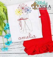 Personalized Patriotic Fireworks in Mason Jar Sketch Shirt