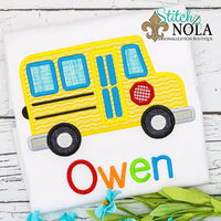 Personalized Back to School Bus Applique Shirt