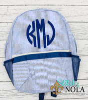 Personalized Seersucker Backpack with Name or Monogram, Seersucker Diaper Bag, Seersucker School Bag, Seersucker Bag, Diaper Bag, School Bag, Book