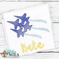Personalized Jets Sketch Embroidery, Blue Angels, Navy Blue Angels Sketch Shirt
