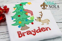Personalized Christmas Tree with Monster & Dog Sketch Shirt