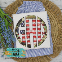 Patriotic Monogram Flag with Camo Printed Shirt