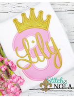Personalized Birthday Number with Crown Appliqué Shirt