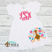 Personalized Thanksgiving Floral Turkey Appliqué Shirt