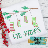 Personalized Christmas Stockings on a Branch Sketch Shirt