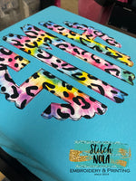 Adult Scallop Leopard Rainbow Printed Tee