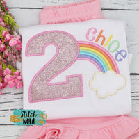 Personalized Birthday Rainbow Appliqué Shirt