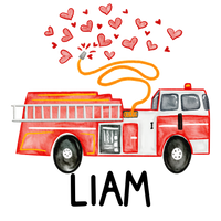 Personalized Valentines Firetruck Printed Shirt