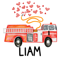 Personalized Valentines Firetruck Printed Shirt
