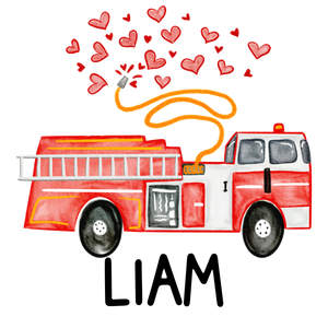 Personalized Valentines Firetruck Printed Shirt