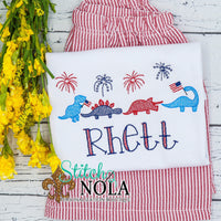 Personalized Patriotic Dinosaur Sketch Shirt