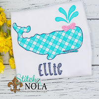 Personalized Gingham Whale Sketch Shirt